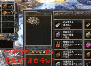 如何快速提升0.1折复古传奇角色等级? 如何快速提升0.1折复古传奇角色等级?